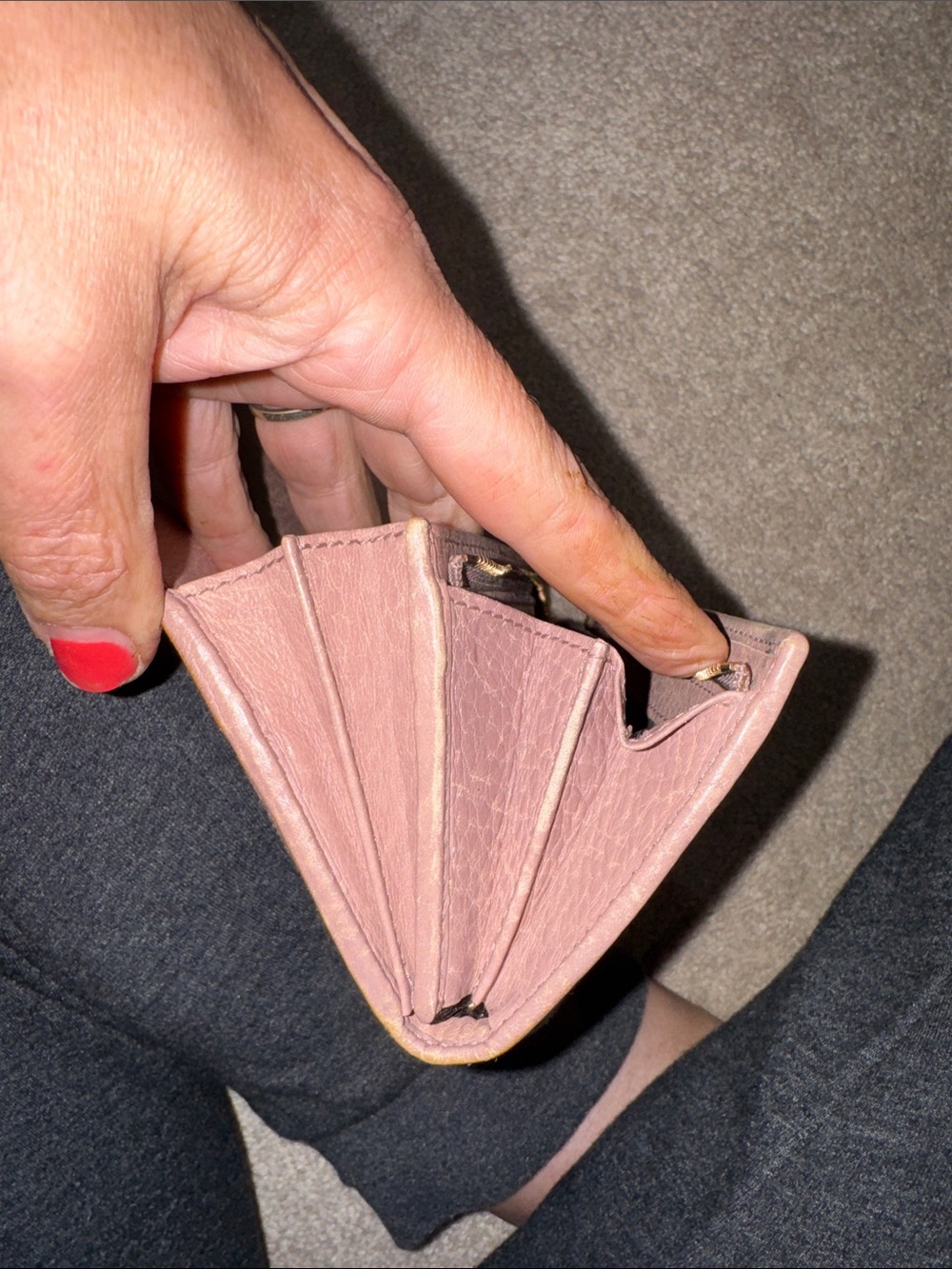 Pick one: Gucci Brown or Dusty Blush Leather Wallets OR Pink YSL Zip wallet - Picture 9 of 16